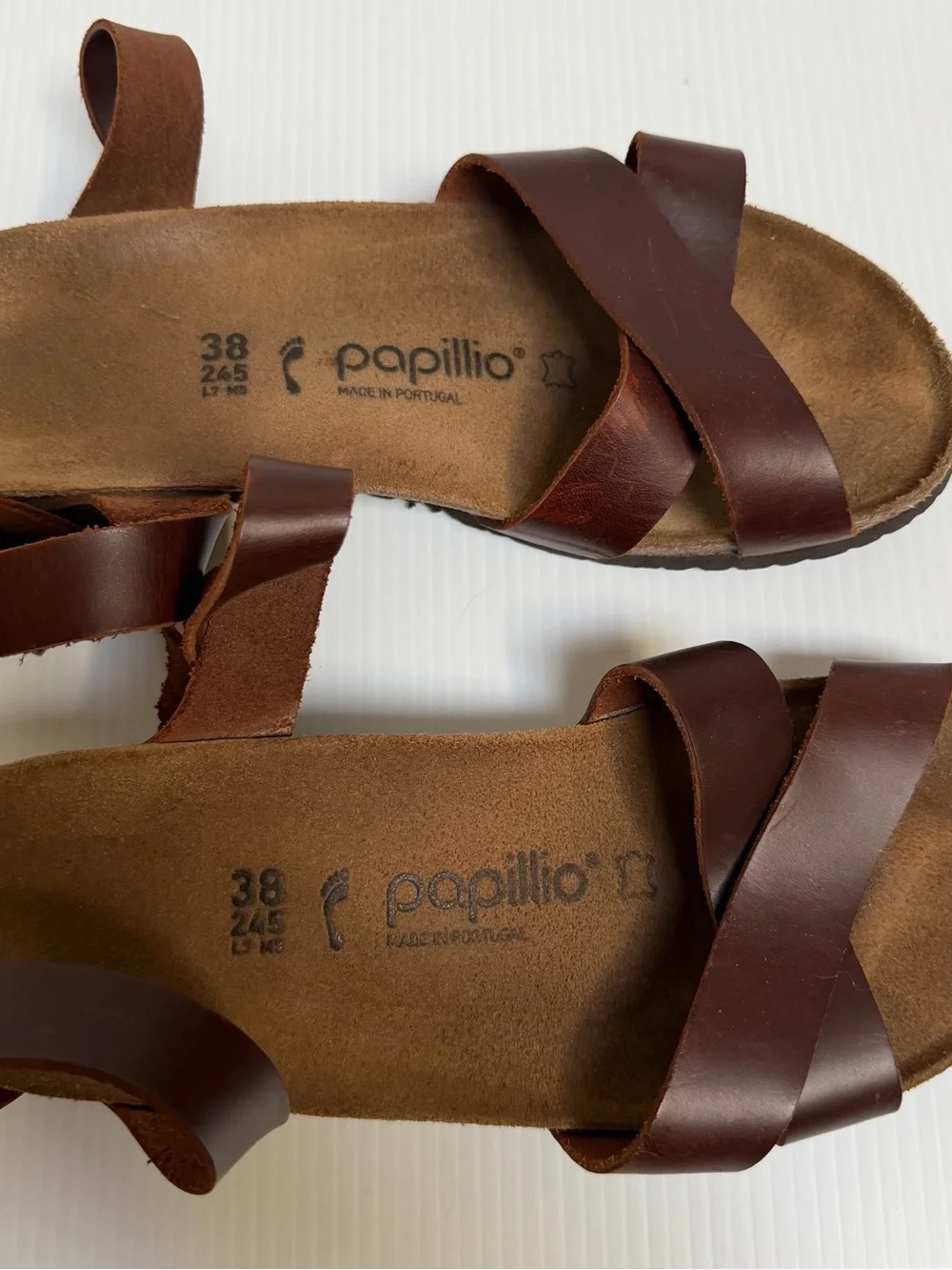 Papillio Women's Dark Brown Leather Cross-Strap Sandals